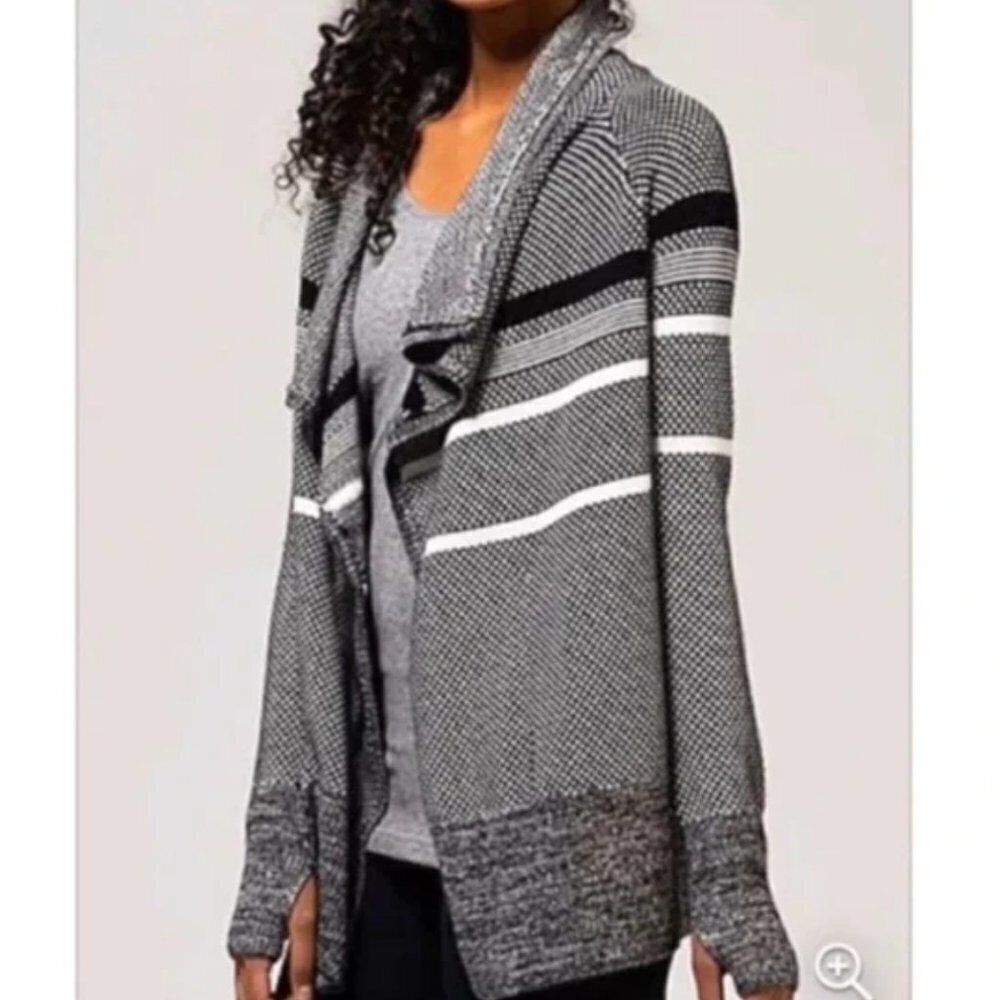 Ivivva Black & White Feelin Toasty Wrap Knit Cardigan